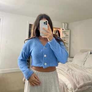 wild fable blue knit crop sweater